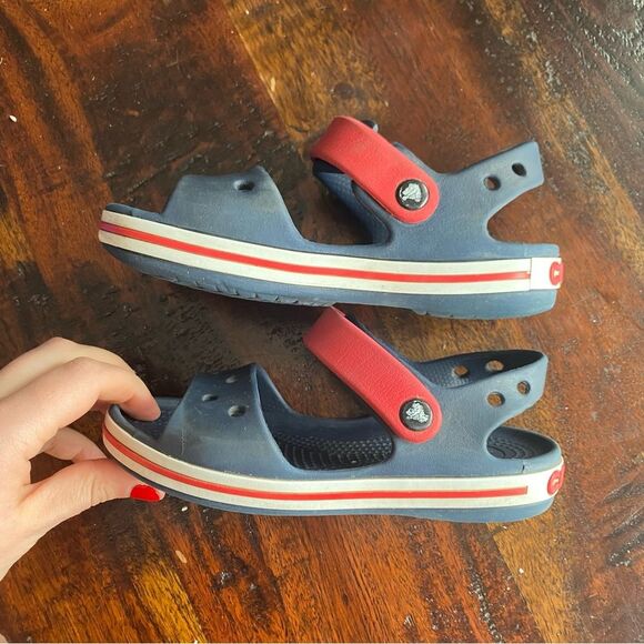 Croc Bayaband Sandal kids size toddler 12 crocband navy red velcro - Picture 6 of 7